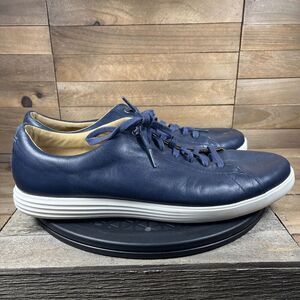 Cole Haan Grand Os Mens Crosscourt II Shoes Lace Up Leather Blue Size 11.5 M